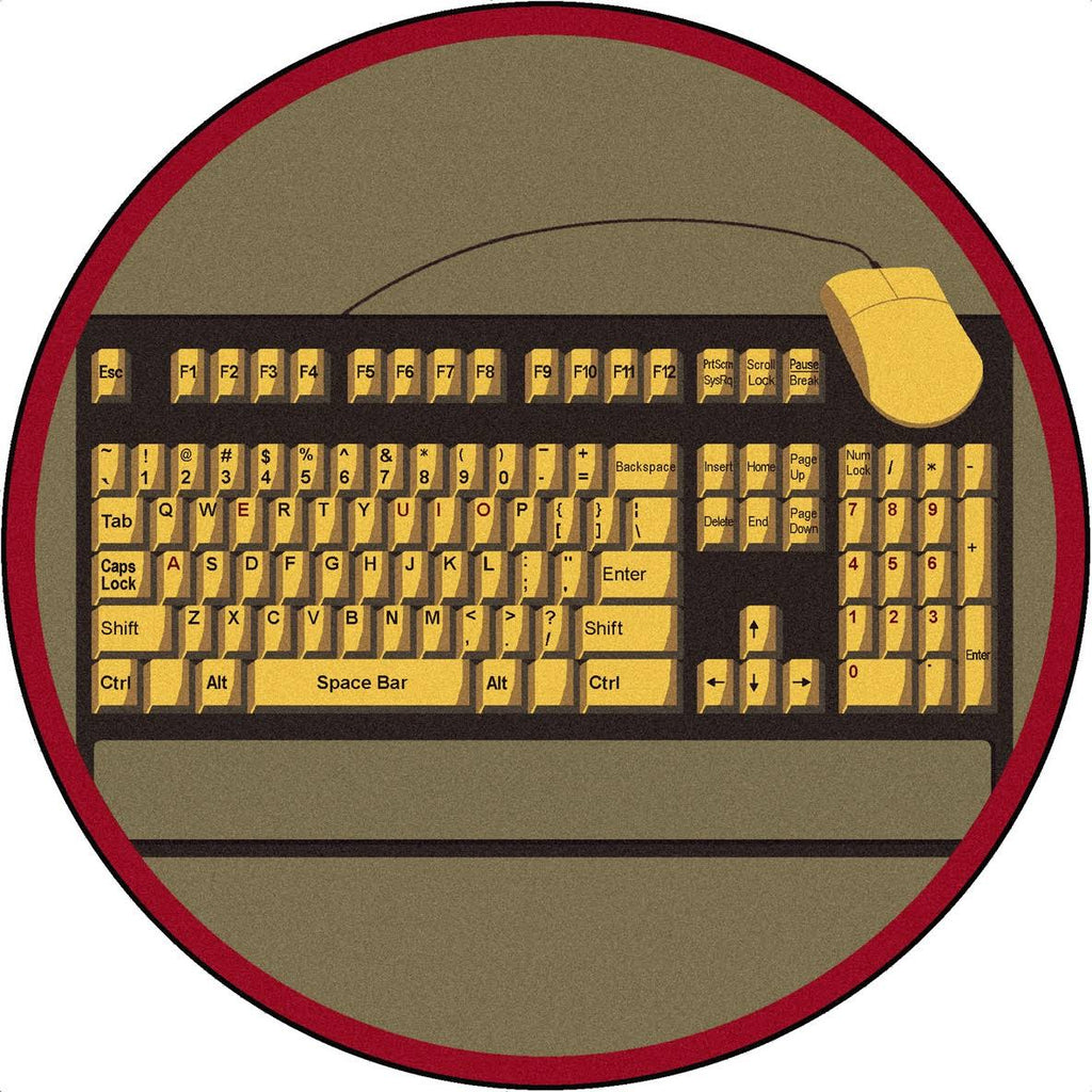 7'7"x22 Round Brown Keyboard Connection Rug Y4850