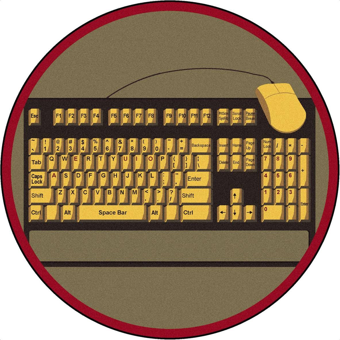 7'7"x22 Round Brown Keyboard Connection Rug Y4850