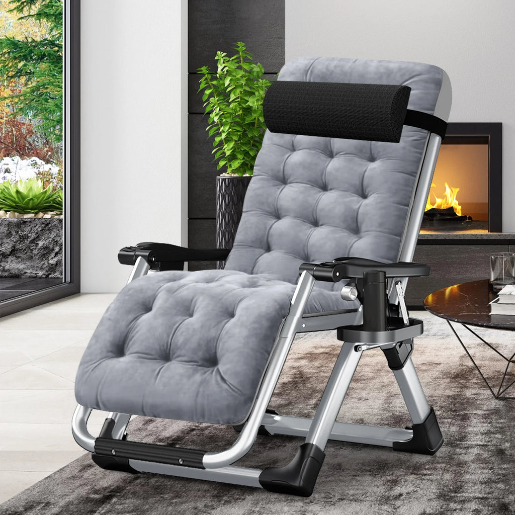XL Zero Gravity Folding Reclining Lounge Chair with Cushion & Tray J7004