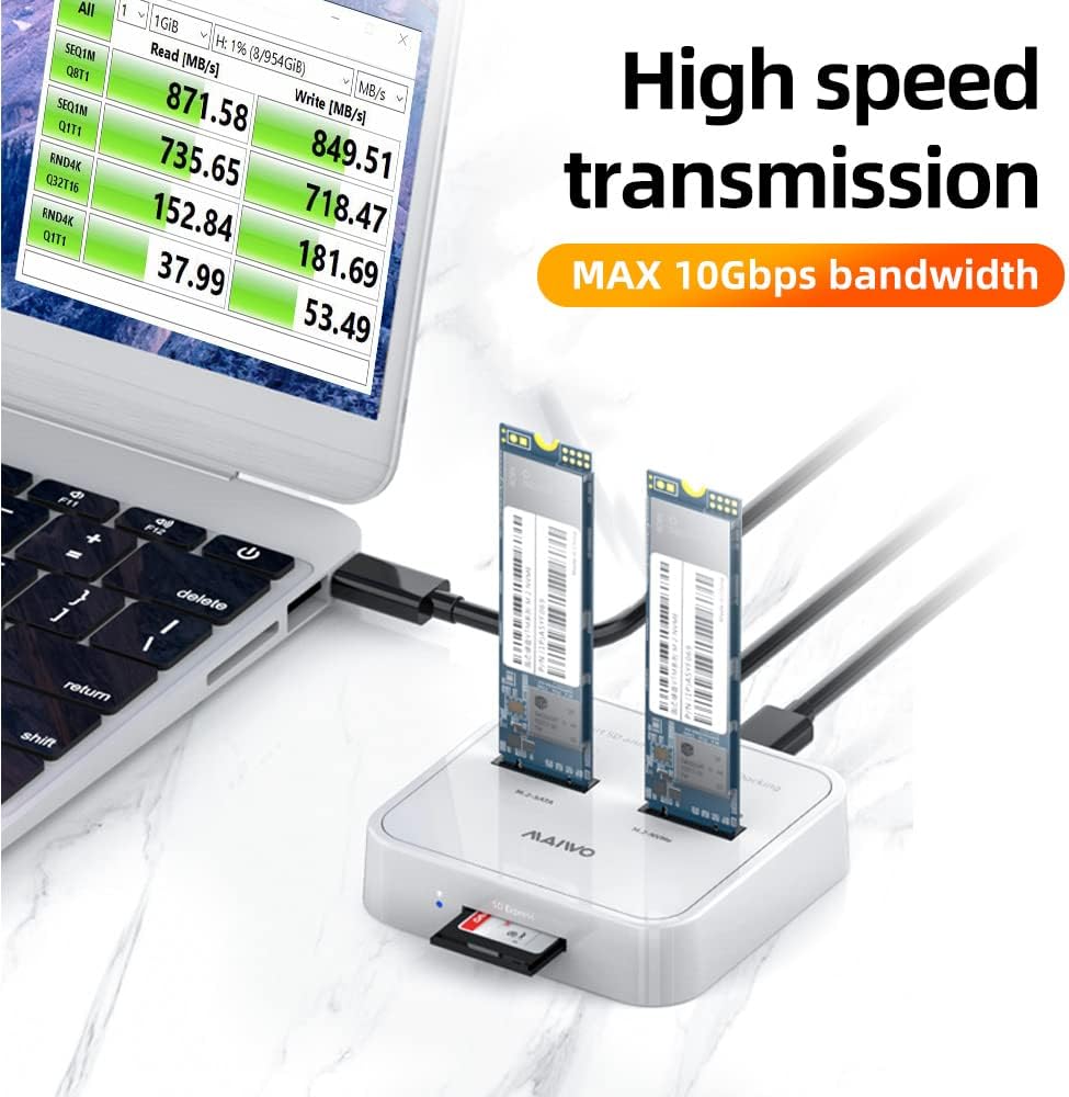 2 Bay M.2 NVMe SATA Docking Station with USB3.1 GEN2 Card Reader F69711