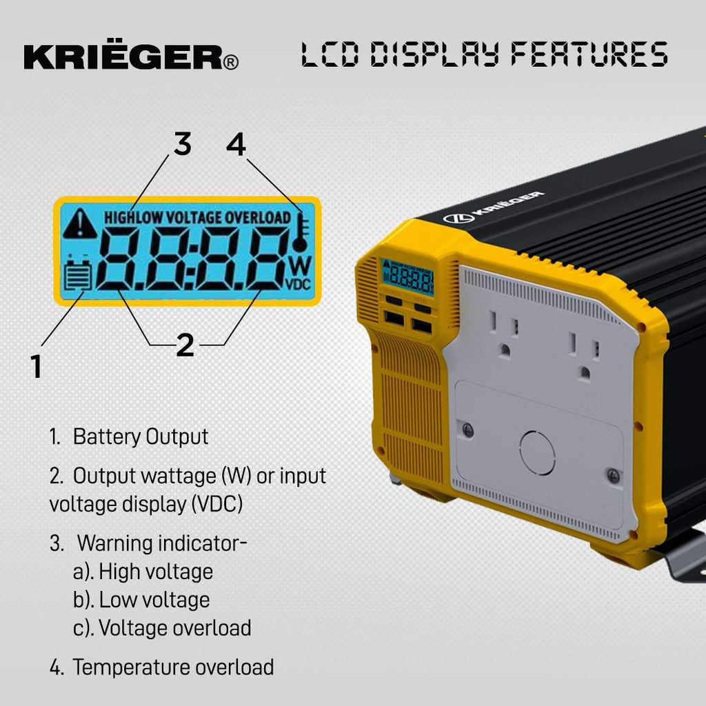 2000 Watts Modified Sine Wave Power Inverter with Dual AC Outlets C5987