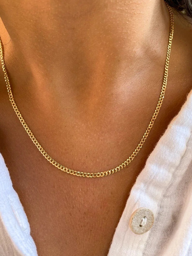10K Solid Yellow Gold Cuban Link Curb Chain Necklace 2mm 16" 18" 20" 22" 24" 26" K5238