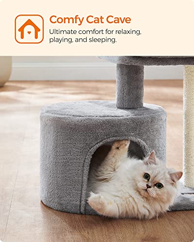 Light Gray Cat Tree Tower with Sisal Scratching Post I712437