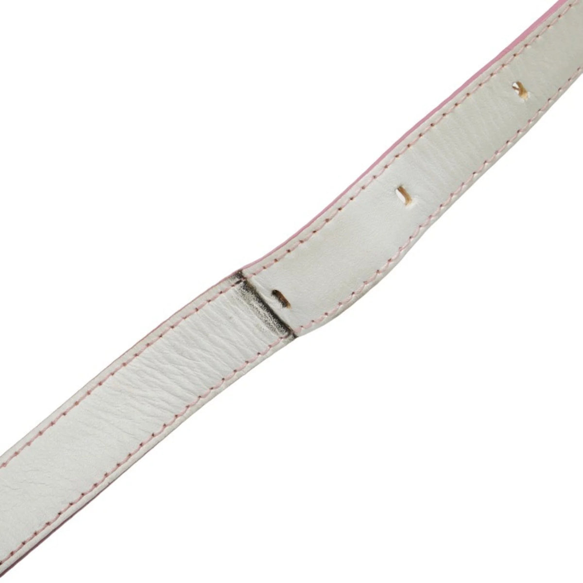 Pre-Owned Pink White Canvas Leather Shoulder Bag N370975