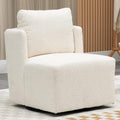 White Chenille Swivel Accent Chair with Pillow N1263