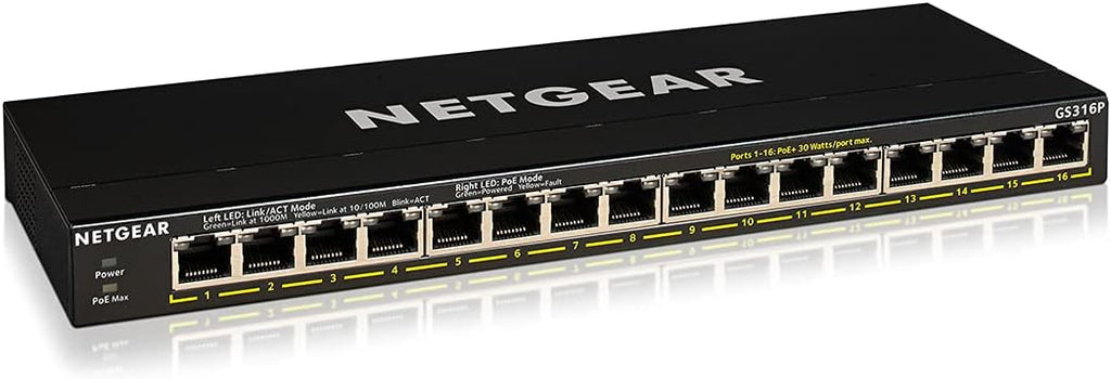 16-Port PoE Gigabit Ethernet Plus Switch with 15 x PoE+ @ 180W, 1 x 1G SFP Port H6315