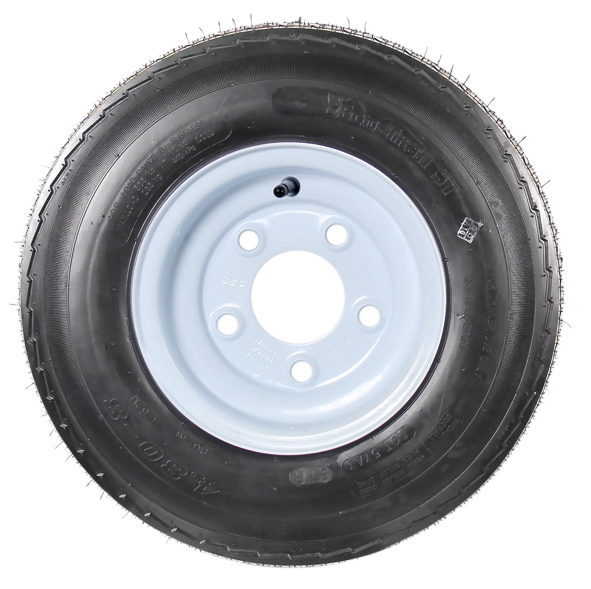 Two Trailer Tires On Rims 4.80-8 5 Lug White V82845