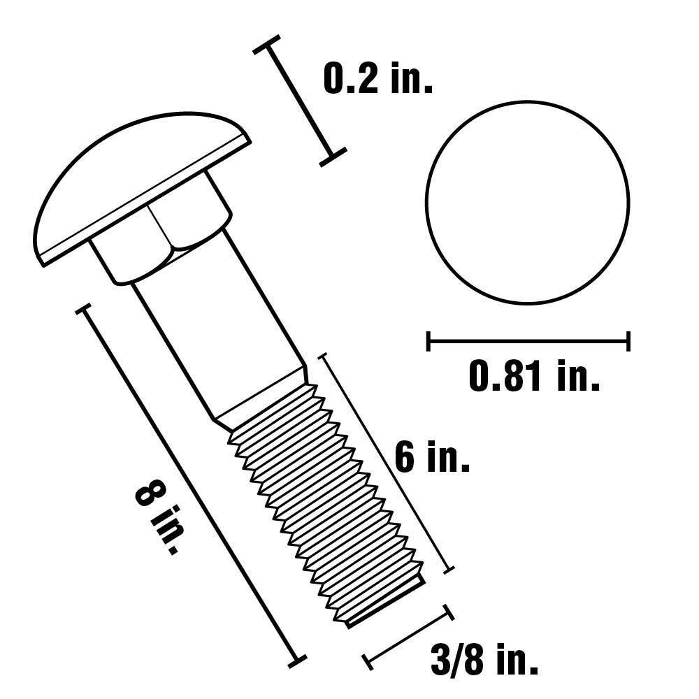 3/8 in.-16 x 8 in. Galvanized Carriage Bolt (25-Pack) R148178