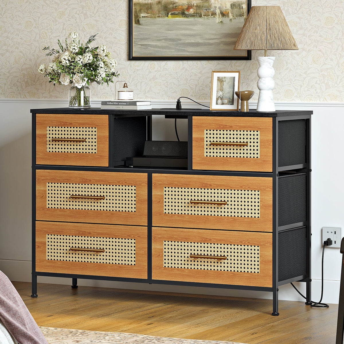 Rattan 6 Drawer Dresser D1212