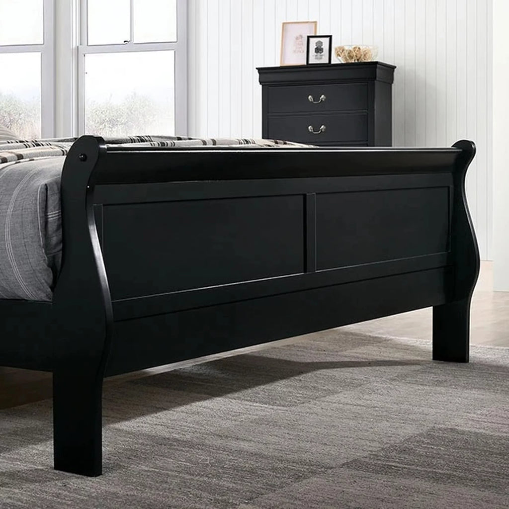 Black Queen Size Solidwood Sleigh Bed Q768000