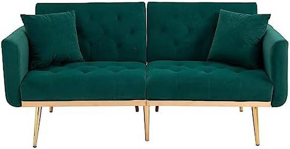 Beige Velvet Loveseat Sofa with 7 Gold Metal Legs E929