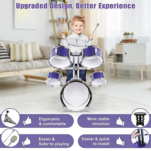 Kids Jazz Drum Set with Stool C8090