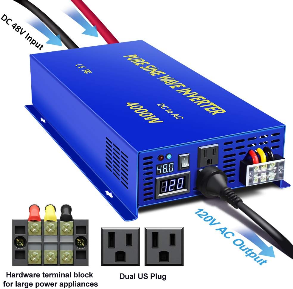 4000 Watt 48V to 110V 120V Pure Sine Wave Power Inverter K2170