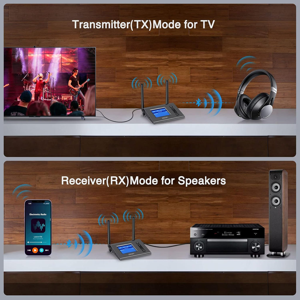 Bluetooth Transmitter Receiver Wireless Audio Adapter with LCD Display H365
