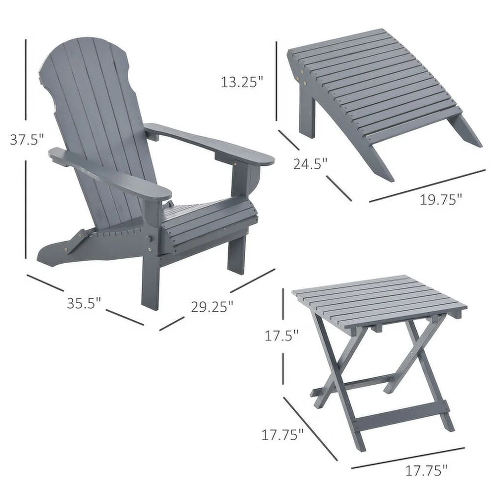 Folding Adirondack Chair with Ottoman and Side Table P373272