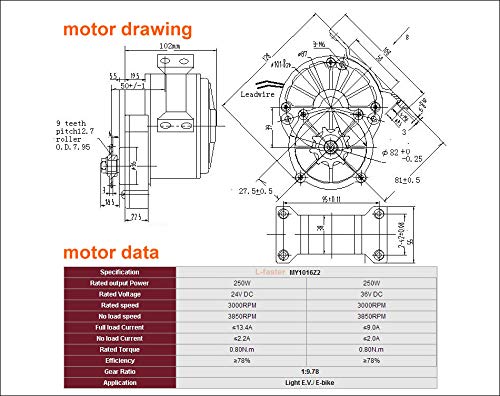 24V36V250W Electric DC Motor Brushes Motor J7261