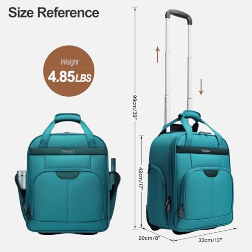 Teal Green 16-Inch Underseat Carry on Luggage With Wheels G7712