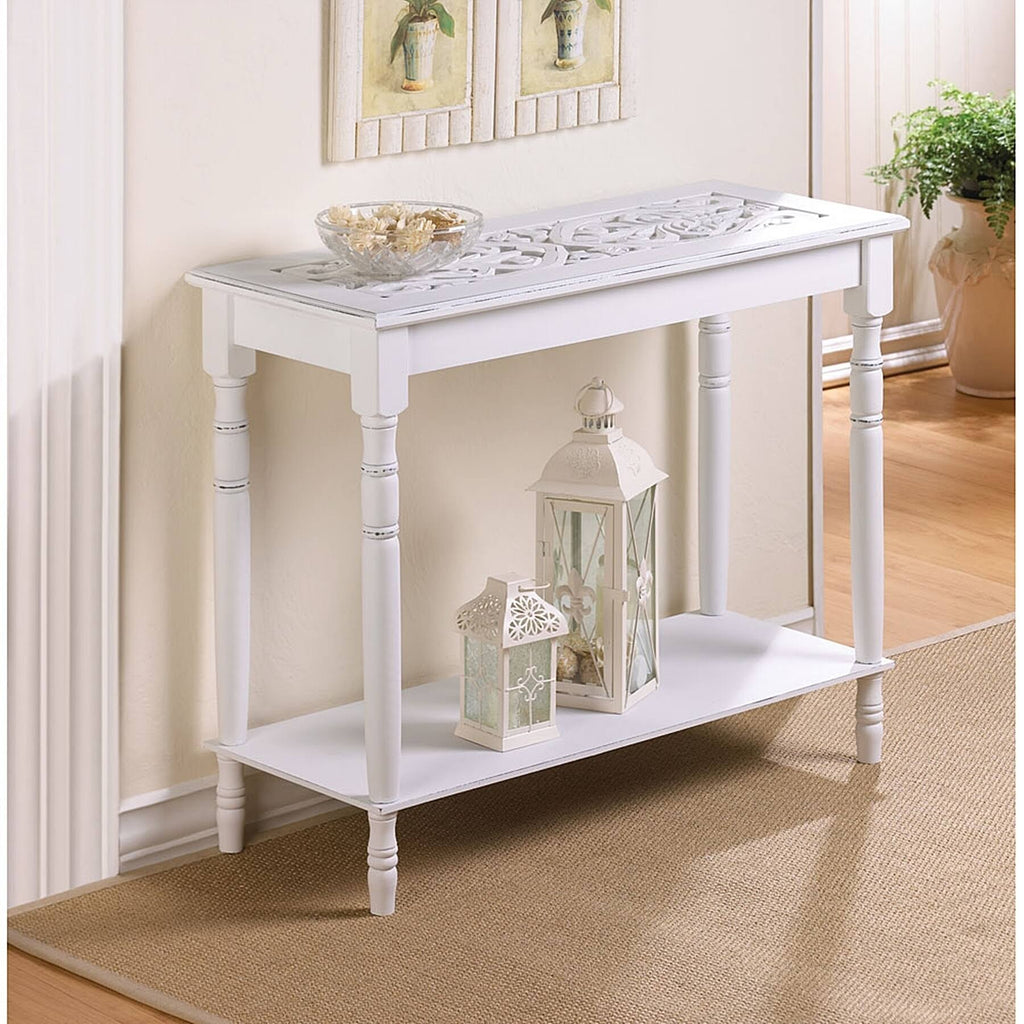 White Carved Console Table E8923