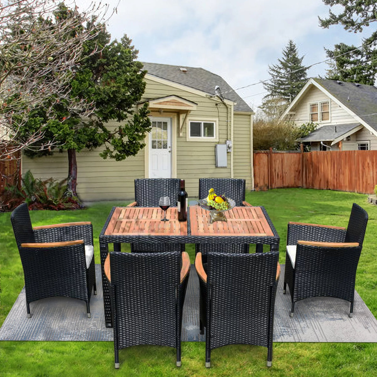 7-Piece Outdoor Patio Wicker Dining Set H5775