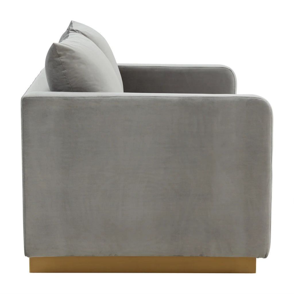 Upholstered Velvet Loveseat with Gold Frame I779