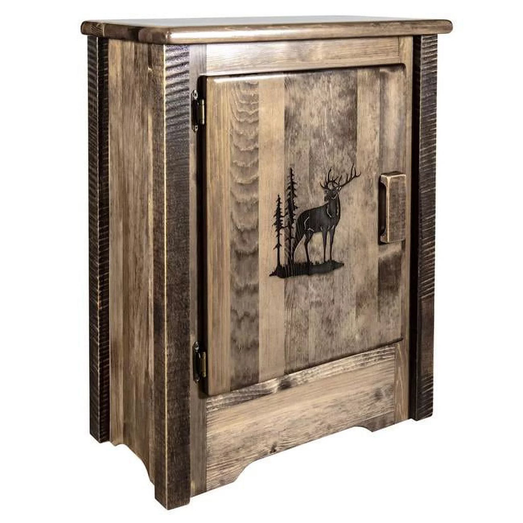 Accent Cabinet with Laser Engraved Elk Design M1305