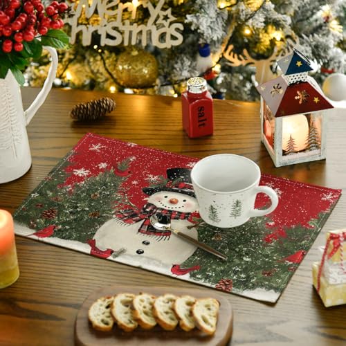 Snowman Cardinals Trees Christmas Placemats Set of 4 X608