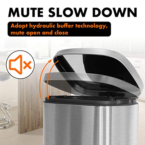 60 Liter Stainless Steel Step Trash Can with Inner Buckets and Hinged Lids K119