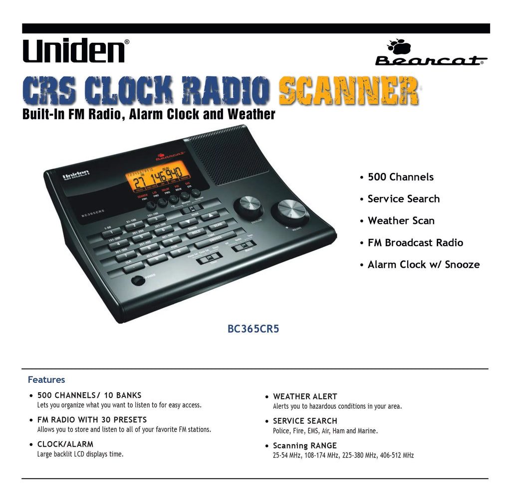 500 Channel Scanner and Alarm Clock with FM Radio and Weather Alert S981