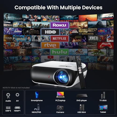 1080P Bluetooth Portable Outdoor Movie Projector with Built-in Speaker F651395