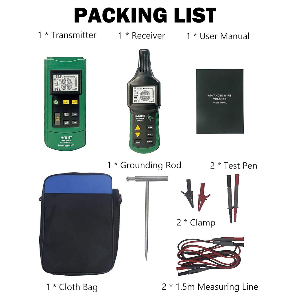 Wire Tracker Telephone Cable Locator 12-400V AC/DC Wire Detector Cable Toner Finder D38226