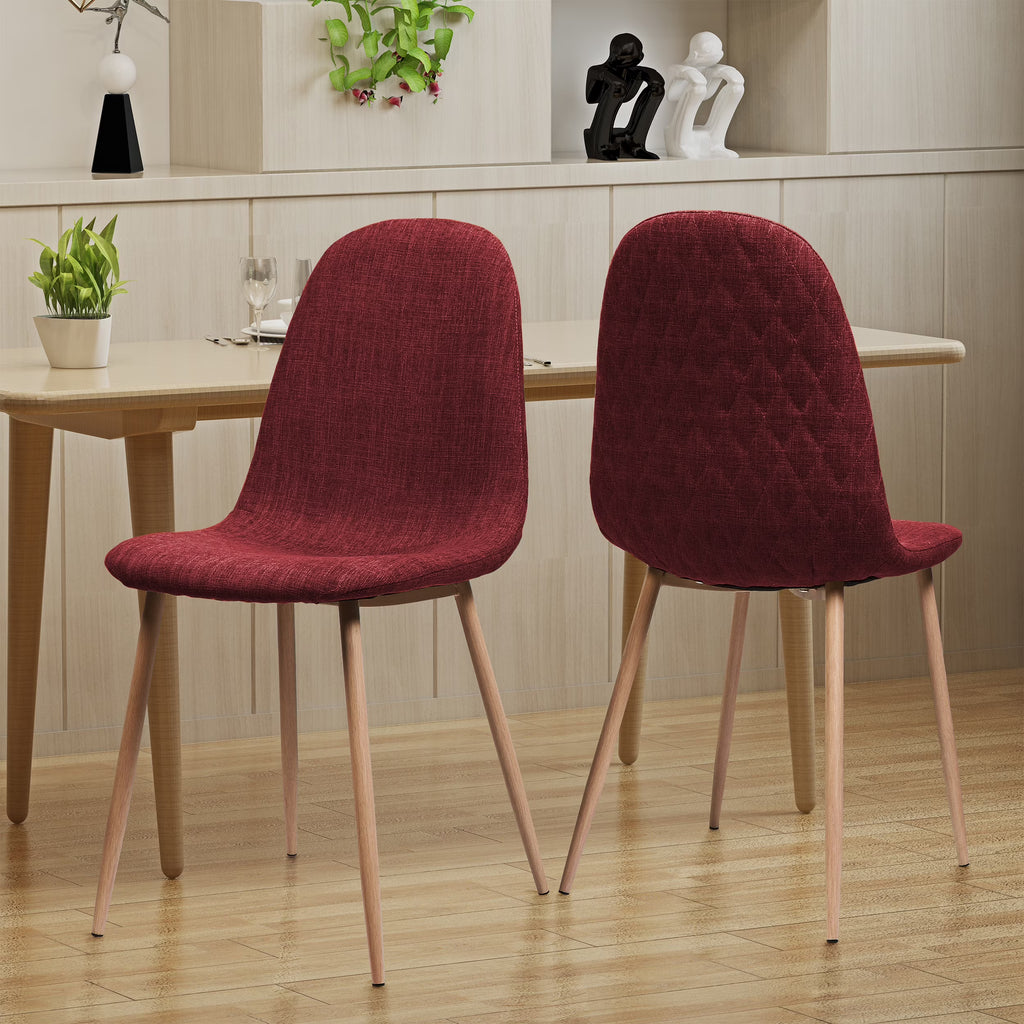 Red Fabric Dining Chairs, Set of 2 V471