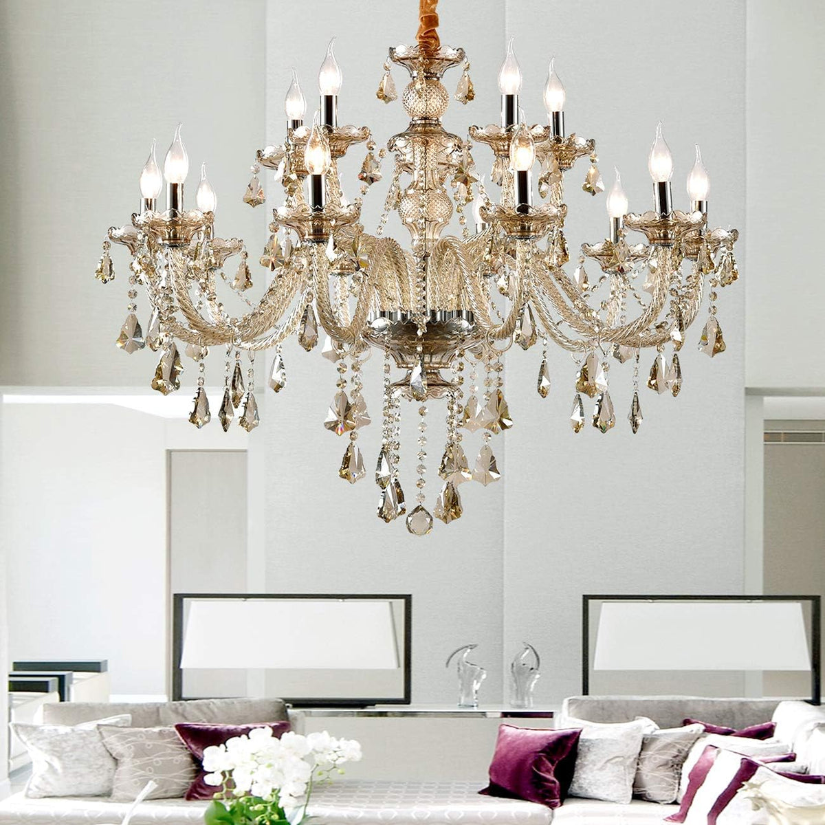 15 Lights Cognac K9 Crystal Chandelier I872