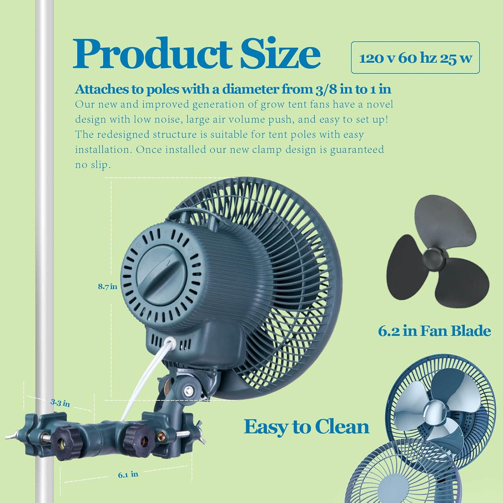 Oscillating 6 inch 2 Speed Clip on Fan P793