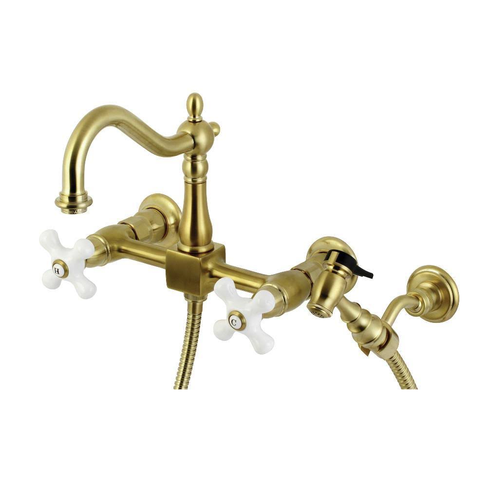 Oil Rubbed Bronze Wall Mount Kitchen Faucet with Brass Sprayer W359