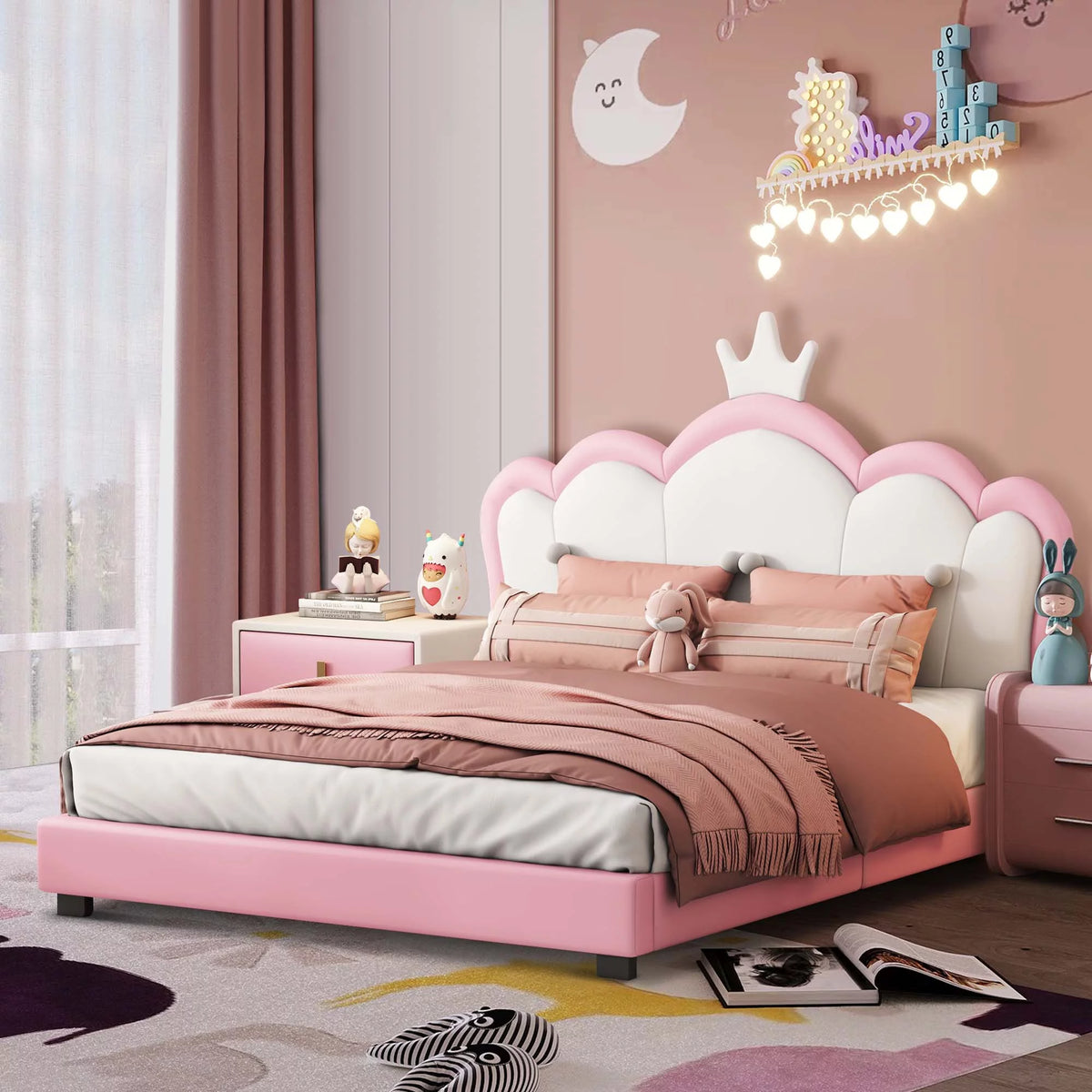 White PU Twin Platform Bed T604769