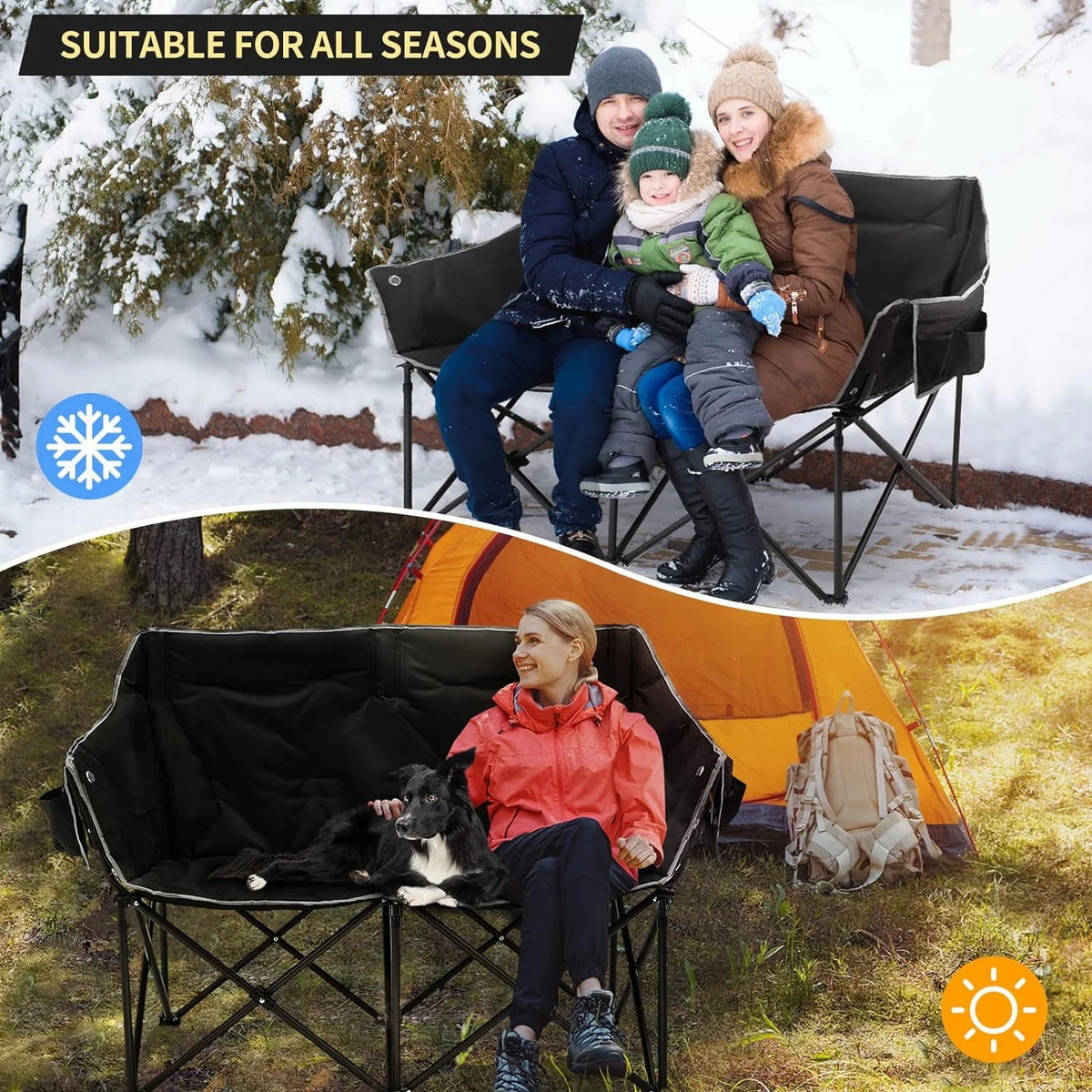 Oversized Heated Two Person Folding Camping Chair Z578425