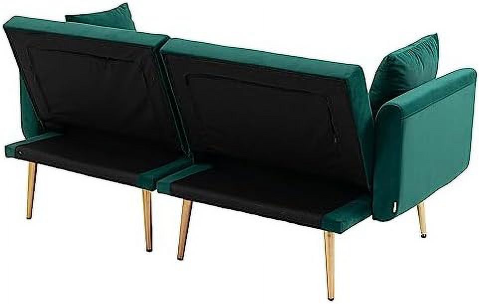 Beige Velvet Loveseat Sofa with 7 Gold Metal Legs E929