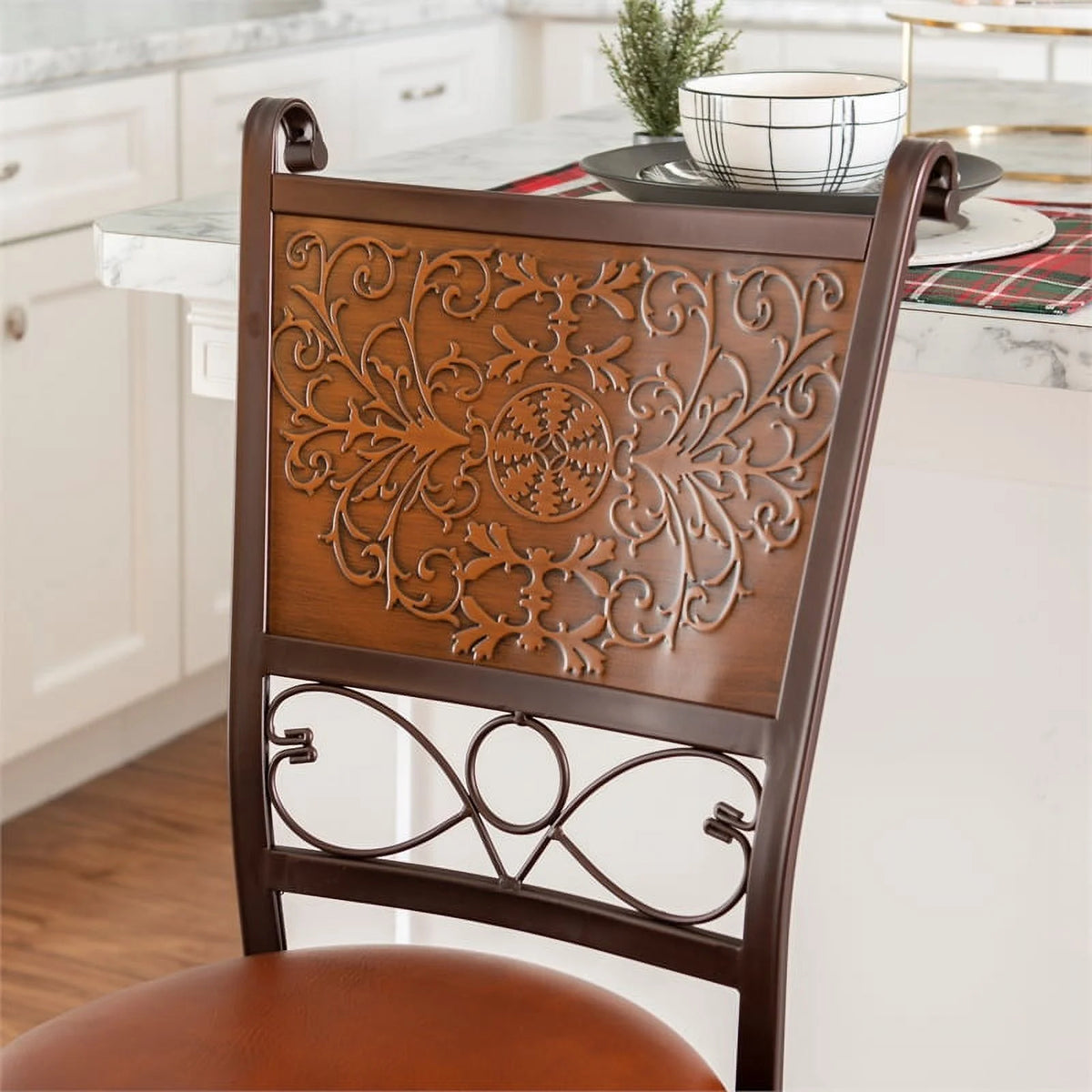 24" Metal Stamped Back Swivel Counter Stool D602831