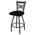 Swivel Counter Stool with Pewter Finish and Black Vinyl Seat O1743