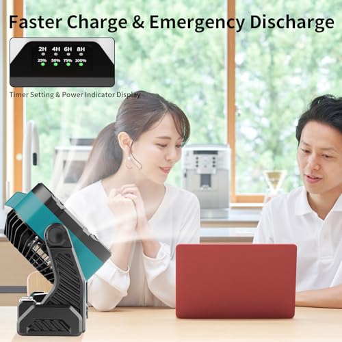 20000mAh Camping Fan with LED Lantern USB Rechargeable 4 Speeds Black E9859