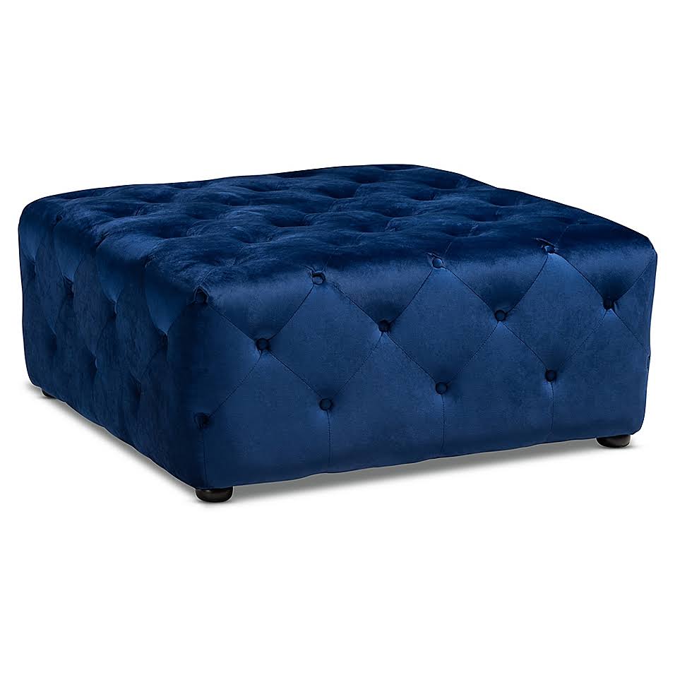 Royal Blue Velvet Ottoman B7782