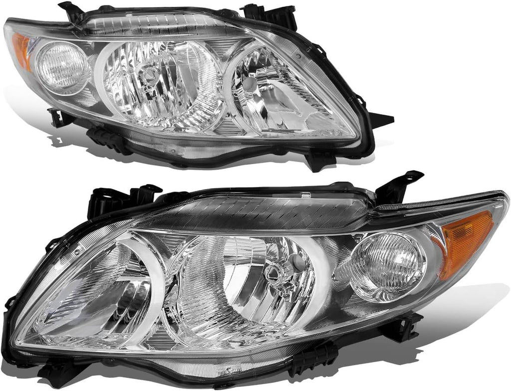 Chrome Housing Amber Corner Headlights Assembly I6305