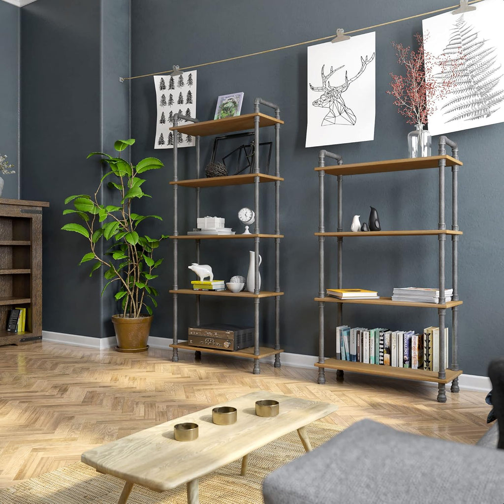 5-Tier Solid Pine Open Wood Bookcase S538577