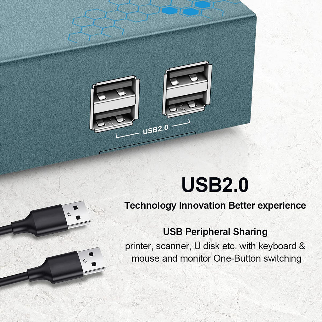 KVM Switch Dual Monitor HDMI 2 Port, 4K @ 60Hz, 4 USB 2.0 Hub F373779