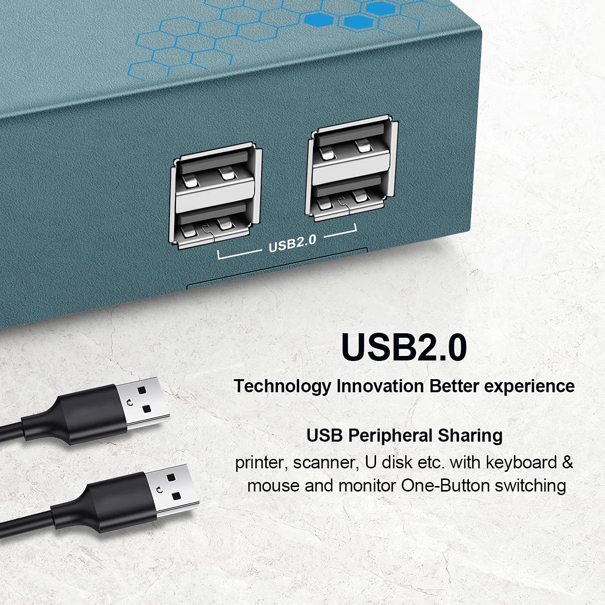 KVM Switch Dual Monitor HDMI 2 Port, 4K @ 60Hz, 4 USB 2.0 Hub F373779