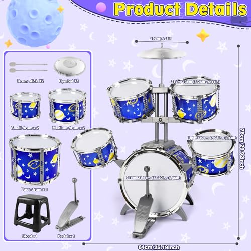 Kids Jazz Drum Set with Stool C8090