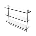 Triple Tiered Glass Shelf with Integrated Towel Bar - Matte Gray - 22 inch K9721