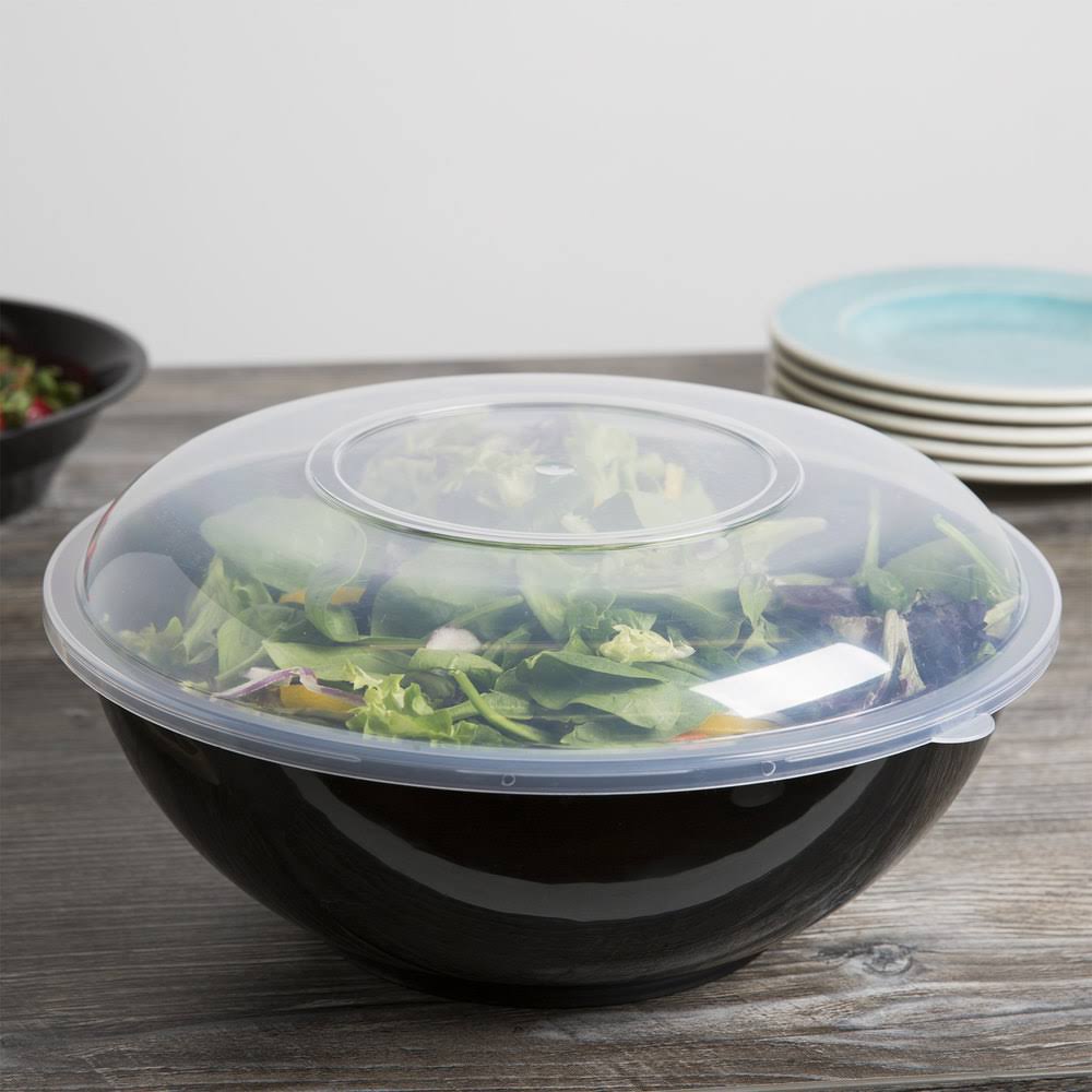 Black High Profile Plastic Catering Bowl - 25/Case O536