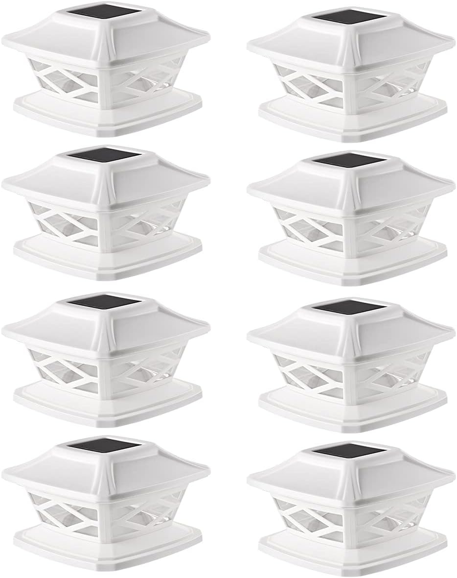Solar Post Lights Outdoor 2 Modes Waterproof LED Fence Cap Light White 12 Pack T131