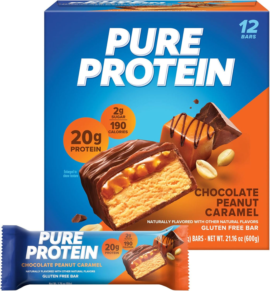 Chocolate Whey Protein Powder 1.78lbs and Chocolate Peanut Caramel Protein Bars 12 Count 1.76oz I73269